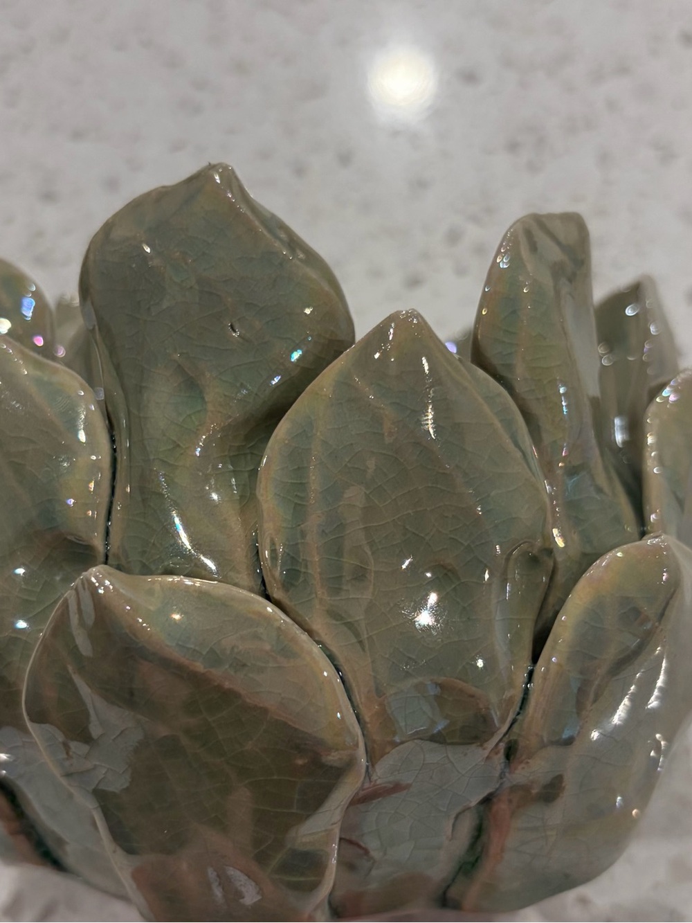Ceramic Leaf Candle Holder in Sage Green - Picture 3 of 5
